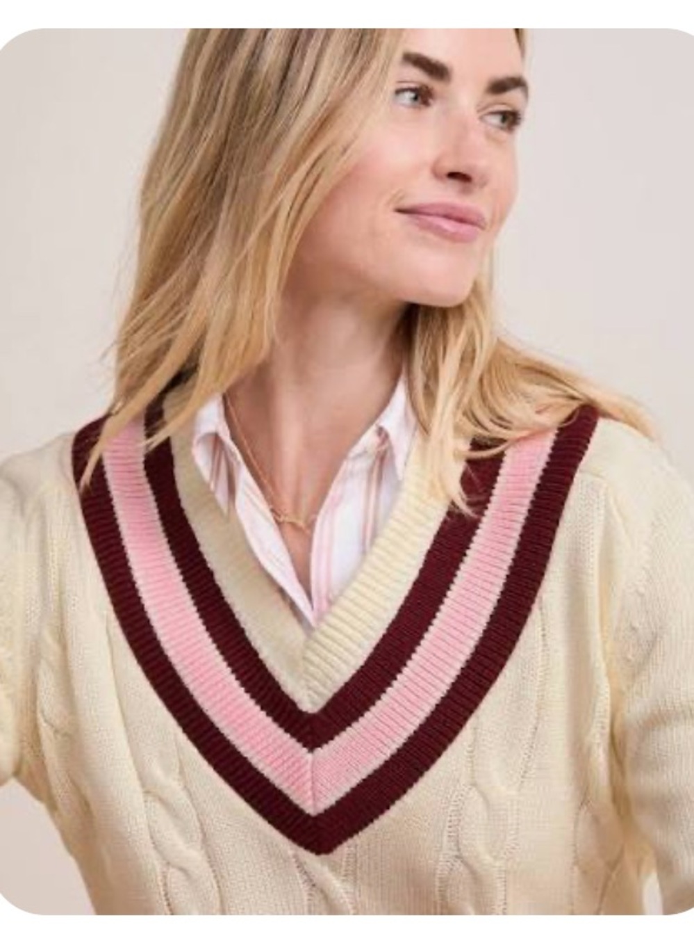 Vineyard Vines Women’s Long Sleeve Cable Knit Varsity tennis Sweater L